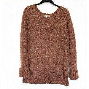 Bianca B Sweater Womens Size M Brown Mohair Wool Knit Cozy Tunic Casual Italian